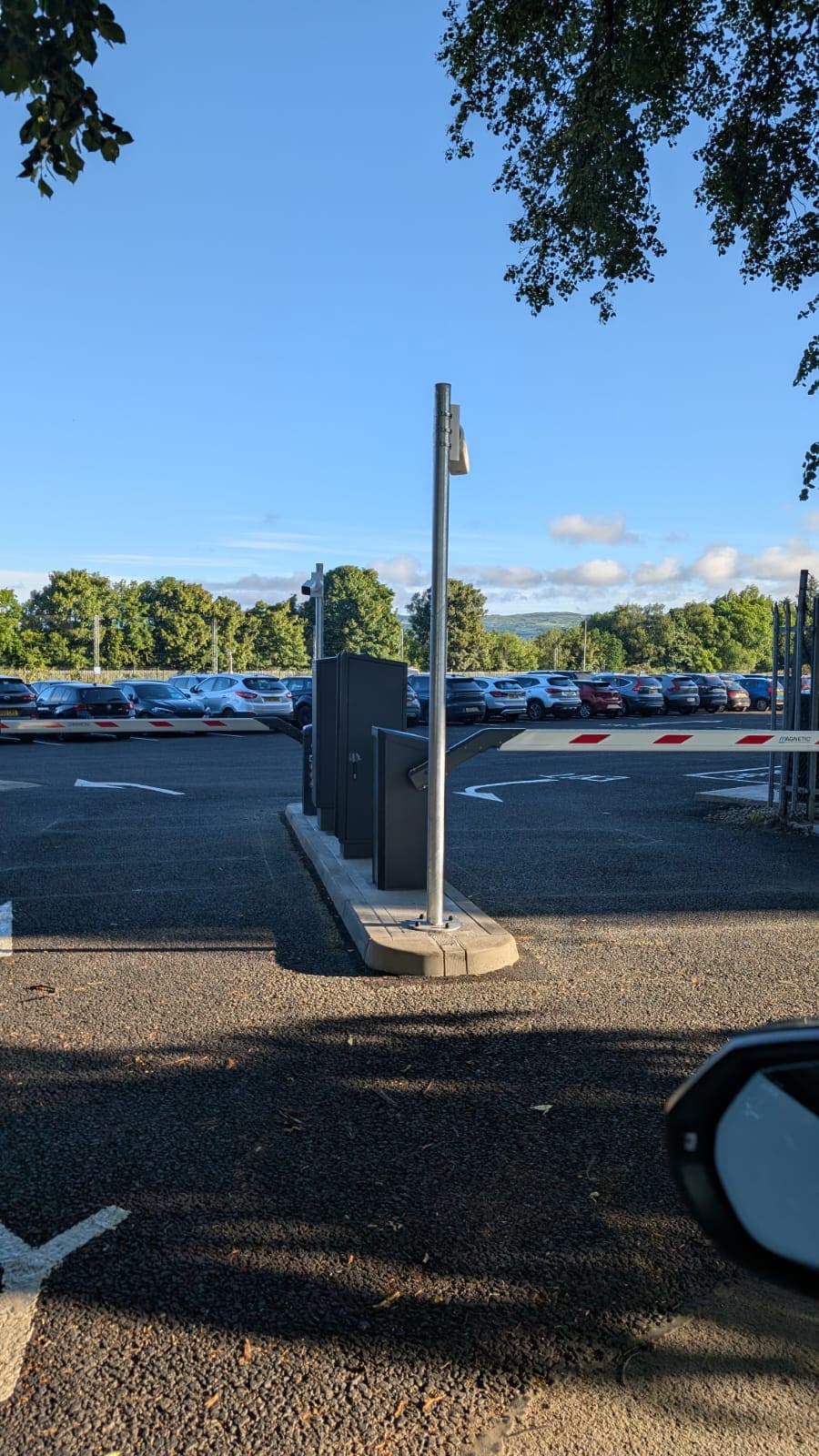 Automated ANPR ticketless entry barrier and license plate recognition camera system at the entrance of Zoom Airport Parking Glasgow.
